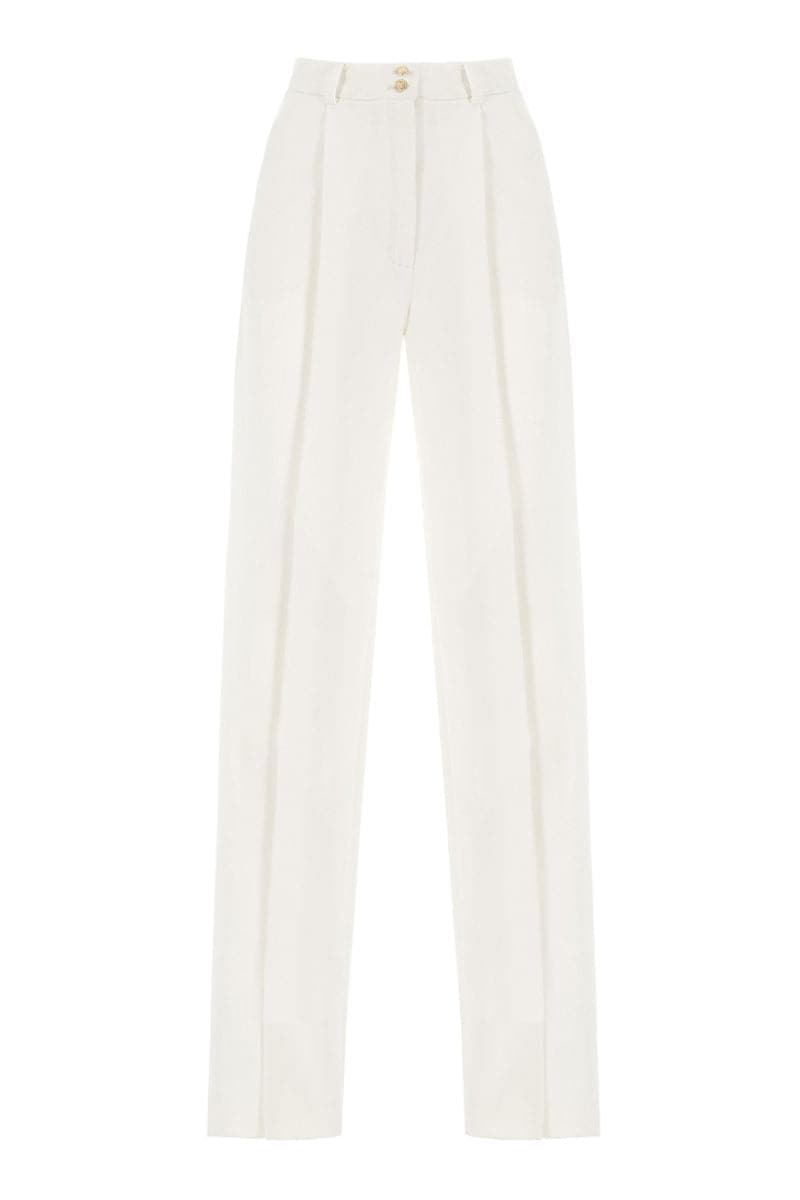 WHITE CREPE WIDE-LEG PANTS - CULT MIA