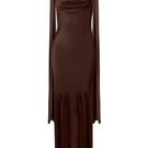 LEDIEL Habana brown gown featuring elegant design and flowing fabric, perfect for formal occasions.