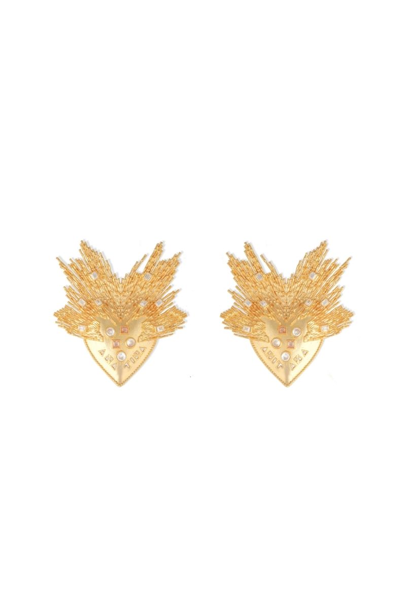 Elegant Amaryllis earrings by ANATINA featuring delicate floral design in gold-tone metal.