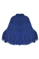 Blikvanger fringed poncho-style cardigan featuring a relaxed fit, soft fabric, and tasseled edges for a casual, boho look.