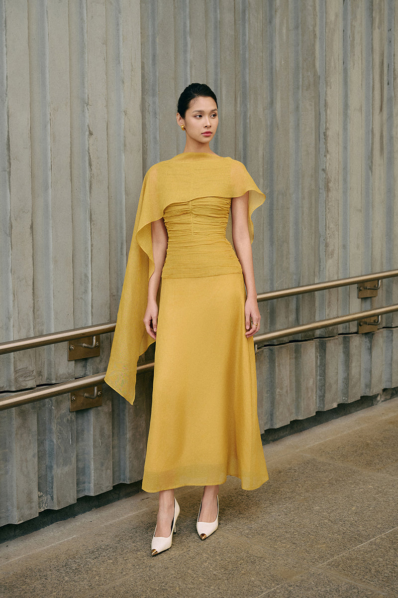 FLOSS SHEER SILK DRESS IN YELLOW | CULT MIA