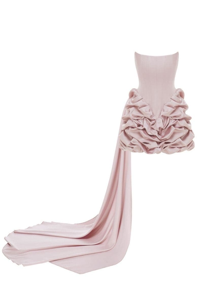 LUCKY ROSE PINK MINI DRESS WITH TRAIL - CULT MIA