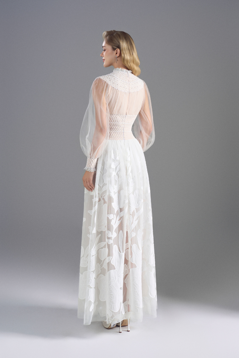 ROSEE de MATIN LACE HIGH-NECK MAXI DRESS IN White | Cult Mia ROSEE de MATIN LACE HIGH-NECK MAXI DRESS IN White | Cult Mia