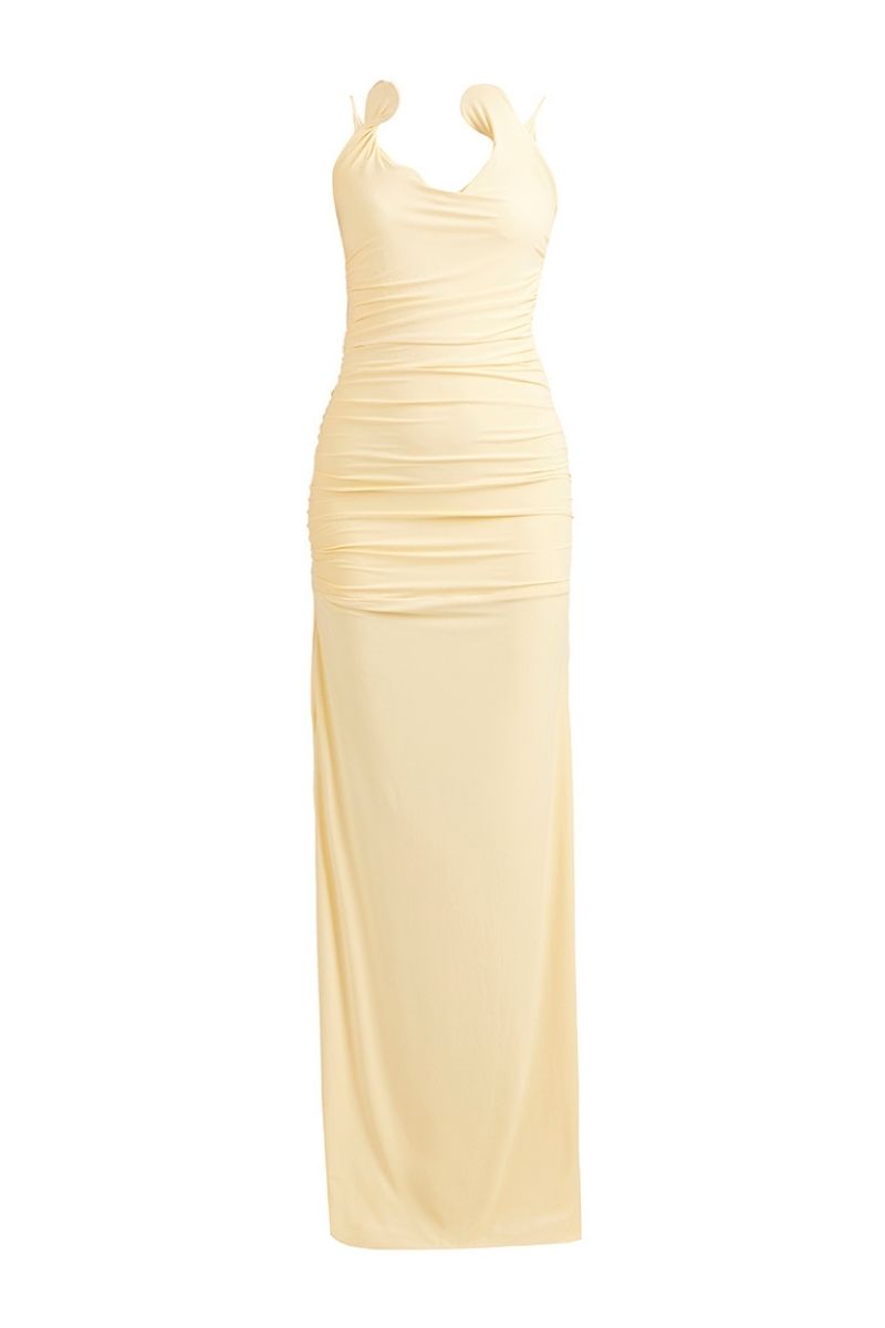 ESTELLE MAXI DRESS IN BUTTER YELLOW - CULT MIA