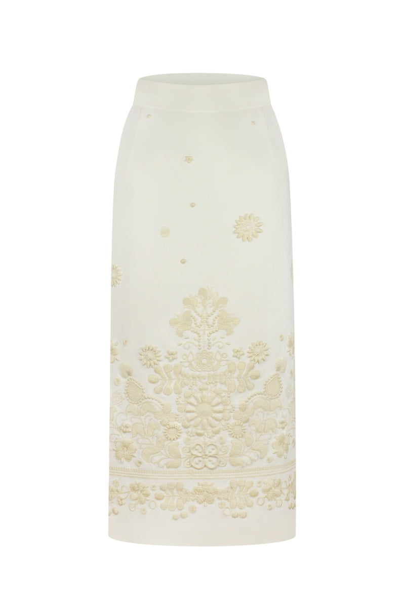 MILK EMBROIDERED PLAKHTA MIDI SKIRT - CULT MIA