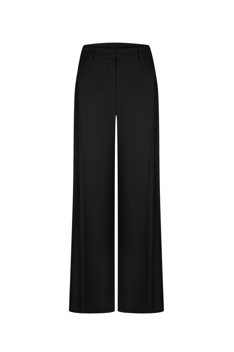BLACK HIGH-RISE PANTS WITH SIDE PLEAT - CULT MIA