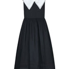Black Sydney dress by Chictopia, elegant midi dress with a fitted silhouette, shown on a model against a neutral background.