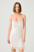 Bocan Couture Jewel short rayon nightgown with gold lace trim, featuring a relaxed fit and elegant design.