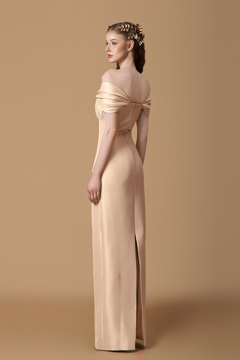 TAFFETA SILK LINED MAXI DRESS IN CREAM | CULT MIA