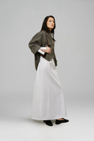 Lecia shawl collar volume jacket with padded design, featuring a stylish silhouette and front zipper closure.