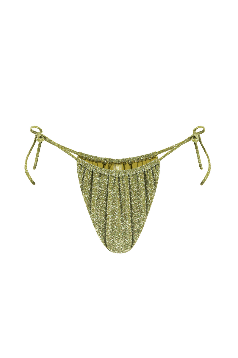 Suncillo Virna sparkly lime green bikini bottom with shimmering fabric and stylish cut for beach or poolwear.