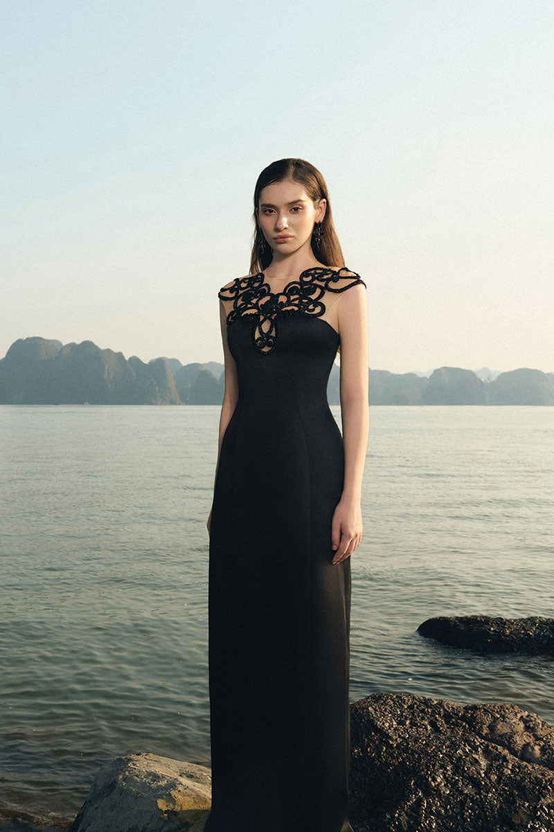 LYCRA TAFFETA DRESS IN BLACK - CULT MIA