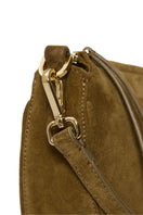 VIKELLE STUDIO Denise mini shoulder bag in olive green with adjustable strap and compact design.