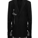 Black oversized blazer by Vaska with intricate beaded embroidery, stylish jacket perfect for a sophisticated look.
