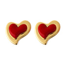 Liya Heartfelt red earrings featuring heart-shaped design and vibrant red color, perfect for stylish accessories.