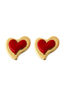 Liya Heartfelt red earrings featuring heart-shaped design and vibrant red color, perfect for stylish accessories.