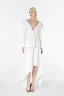 Lili Blanc crepe midi skirt in a stylish, flowy design with a high waist and subtle pleats, perfect for elegant everyday wear.