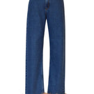 Rayane Bacha Astra Feather denim jeans shown in a front view highlighting the stylish blue denim fabric and feather detailing.