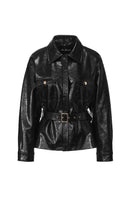Black Isabella leather jacket by Nana Jacqueline, stylish women's jacket with smooth leather and classic design.