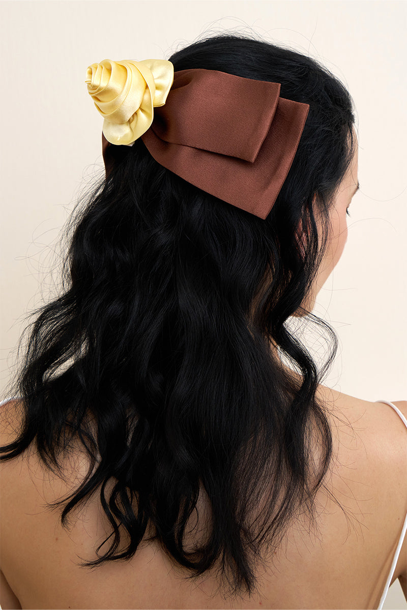 TUSCAN ROSE BOW SILK HAIR CLIPS - CULT MIA