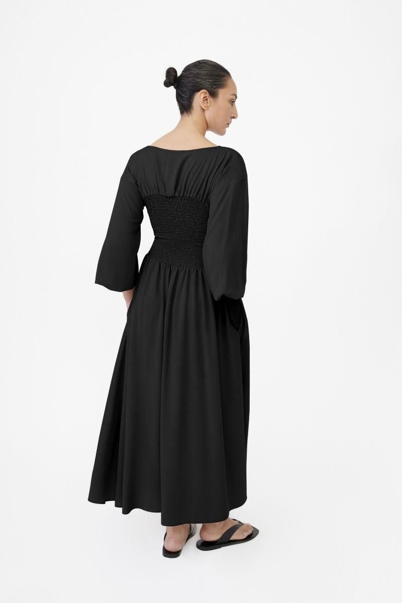 SMOCKED CUPRO MIDI DRESS - CULT MIA
