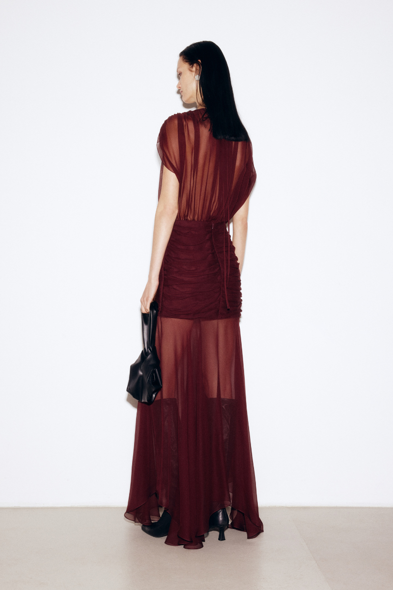 BORDO CHIFFON MAXI DRESS - CULT MIA