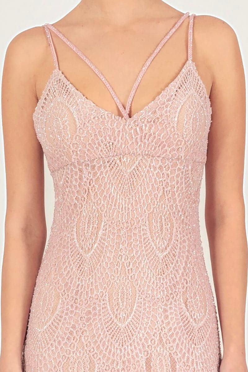 BABY PINK DELICATE LACE MAXI GOWN - CULT MIA