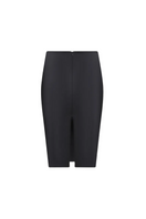 Black matte silk midi skirt by BALYKINA, shown in a flowing, elegant design perfect for stylish everyday wear.