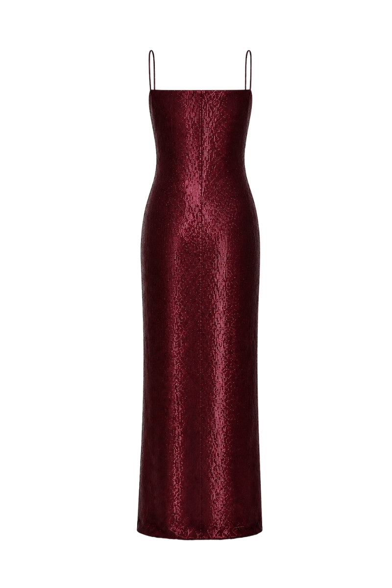 EDITH TEXTURED GOWN IN DARK CHERRY