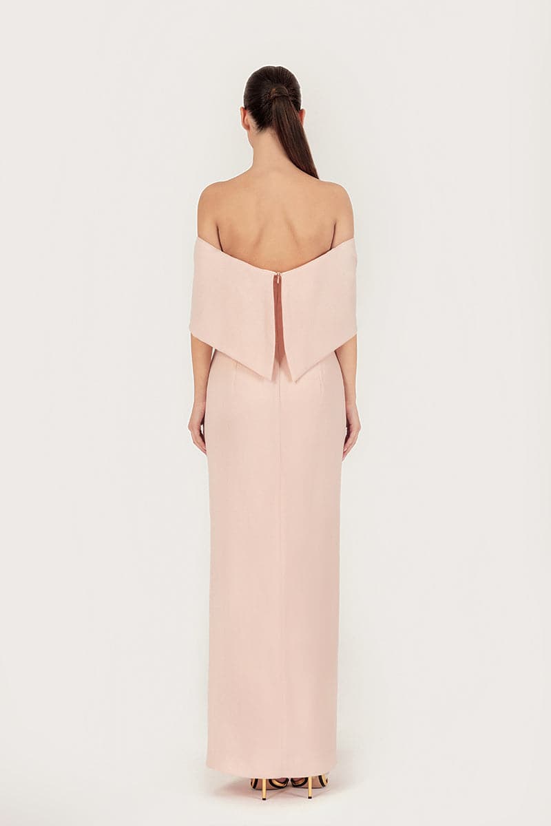 WOOL CREPE OFF-SHOULDER MAXI DRESS - CULT MIA