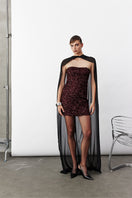 Nazlı Ceren Casey Mini Sequin Dress in Bordeaux, a stylish short dress with shiny sequins and a fitted silhouette.