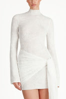 White KALESY mini dress by Khanum's featuring a fitted silhouette and stylish sleeveless design, perfect for casual or dressy occasions.