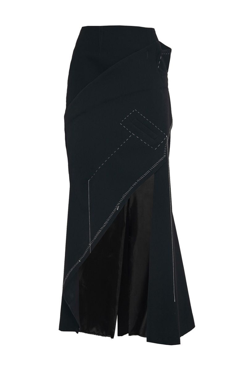 DECONSTRUCTED BLACK MAXI SKIRT - CULT MIA