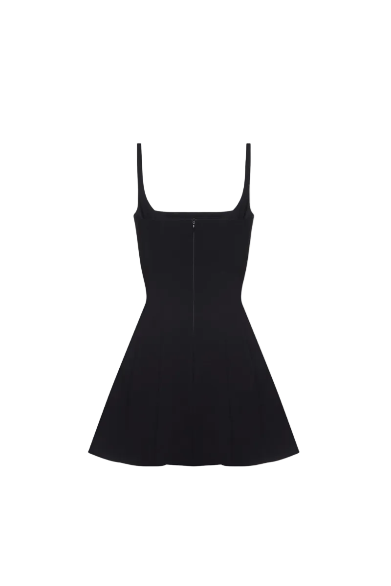 Black mini dress with shoulder straps by BALYKINA, featuring a stylish and fitted design perfect for casual or dressy occasions.