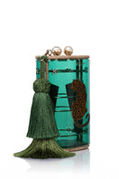 Waiwai Rio Cantil Green Jaguar shoulder bag with adjustable strap and bold animal print pattern.