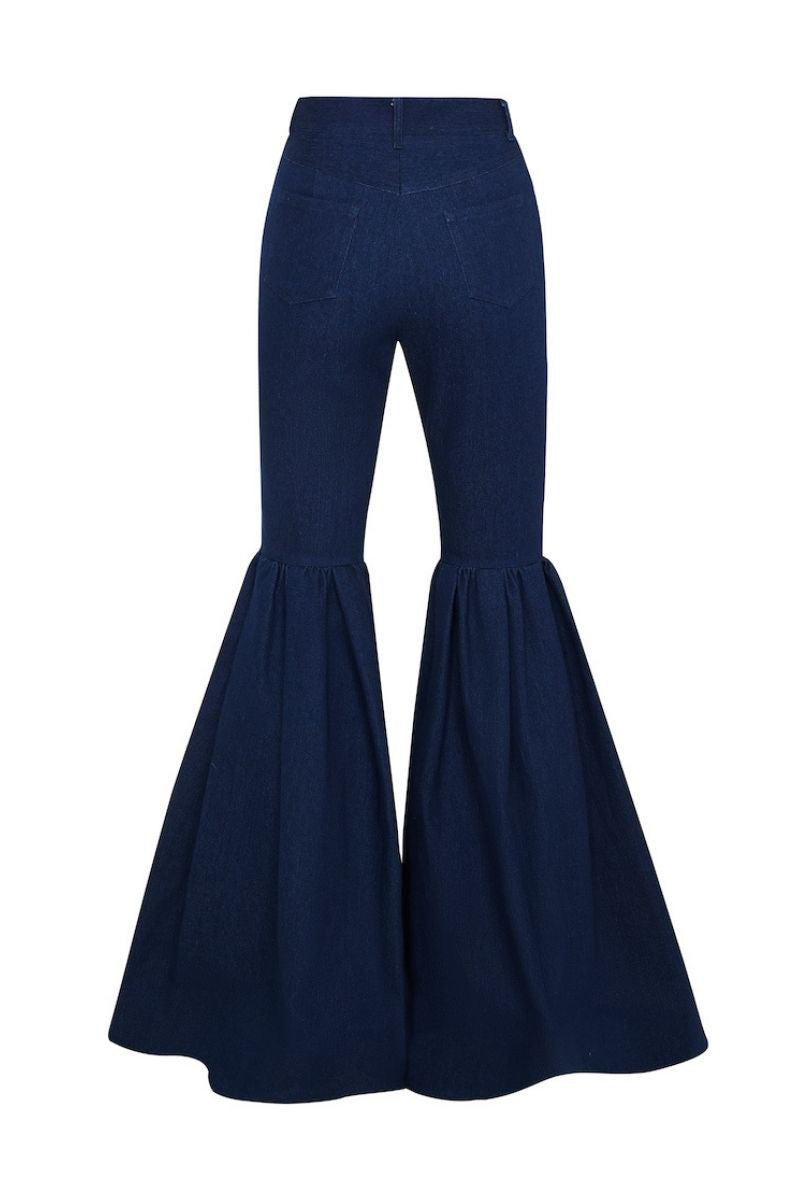 RUFFLE HIGH-RISE FLARE PANTS - CULT MIA