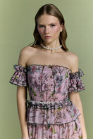 Nur Karaata Tropic Allure co-ord set featuring a vibrant patterned top and matching bottoms, perfect for stylish summer wear.