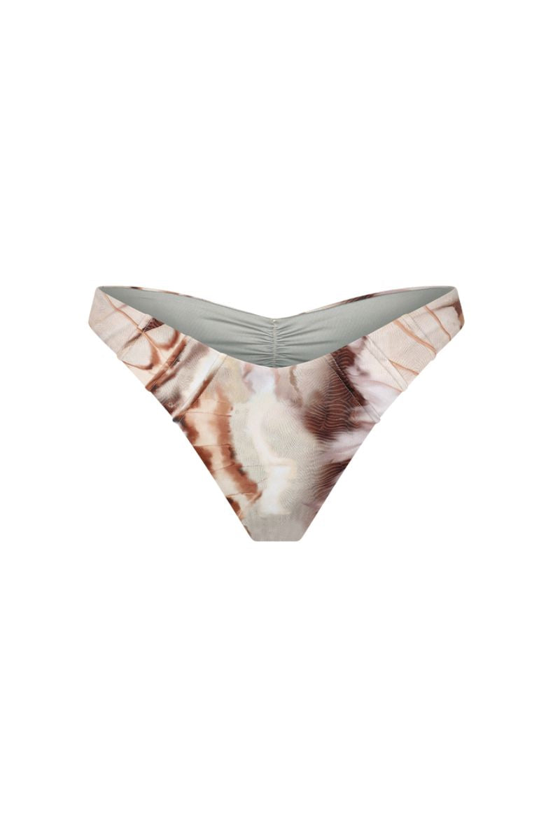Nelblu Morpho bikini bottom in Cafe print, featuring a stylish and comfortable design with vibrant patterns for beachwear.