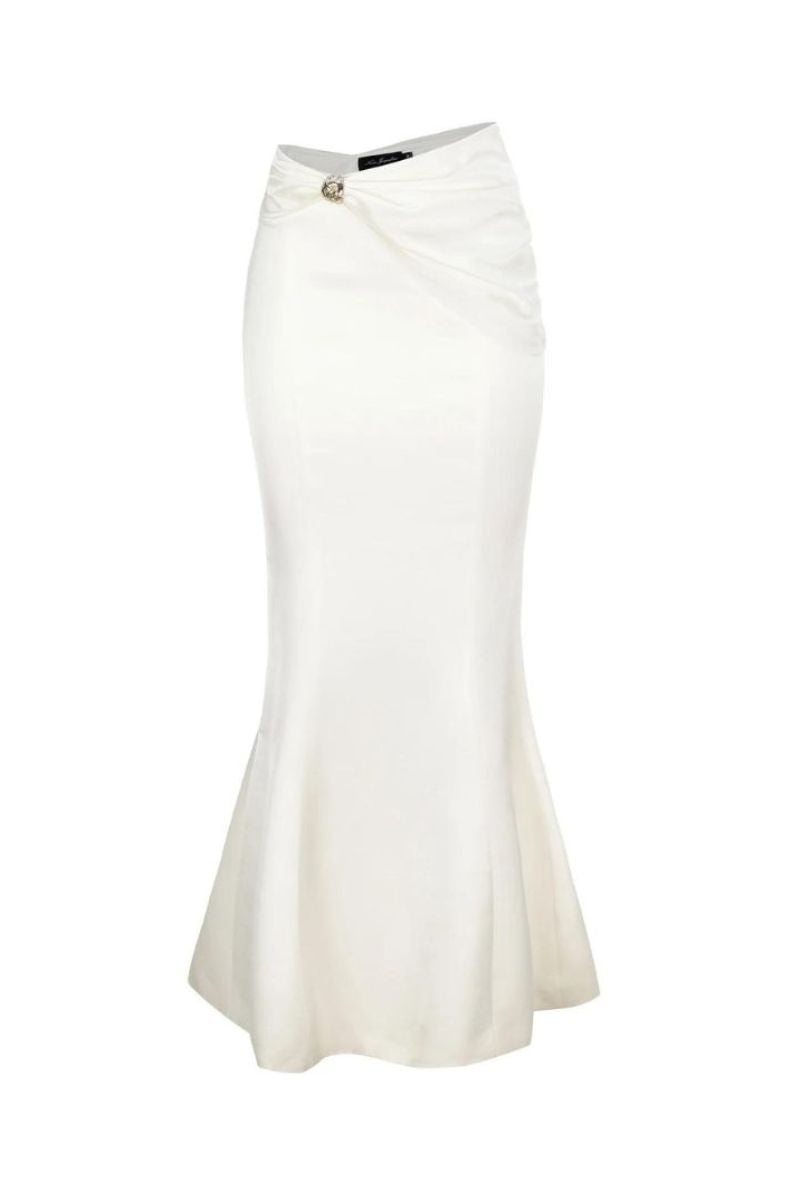 ANDREA WHITE FISHTAIL MAXI SKIRT - CULT MIA