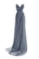 Blue Monetre gown from the NUE DRESS collection, showcasing elegant fabric and design details.