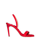 A pair of AERA Vivien red patent-effect slingback sandals with open toes and a sleek, stylish design.
