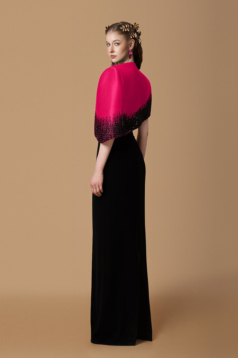Pink crepe de chine taffeta gown by I.H.F featuring a flowing silhouette and elegant design.