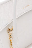 White CELINE mini top handle bag by VIKELE STUDIO featuring a sleek design and compact size.