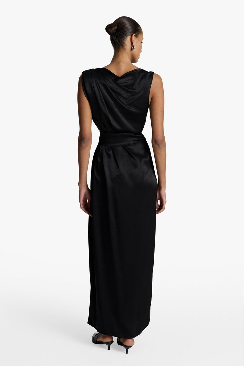 ROMA SATIN DRESS IN BLACK
