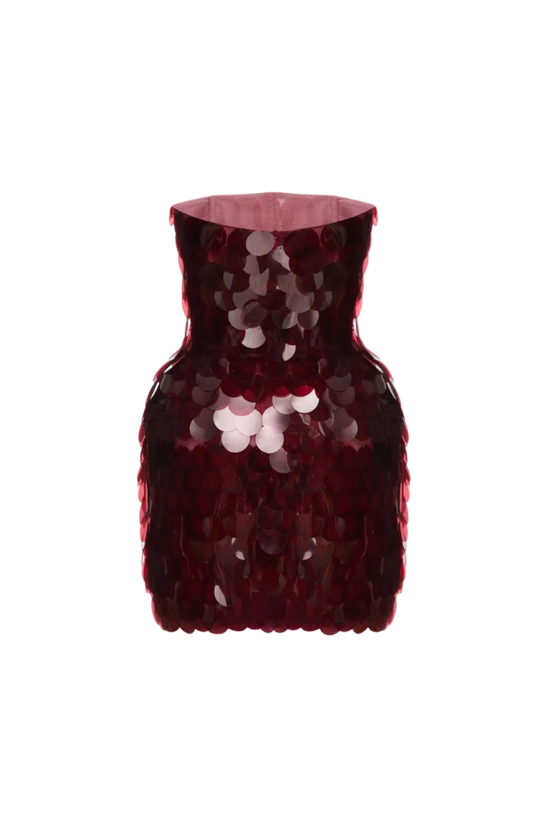 Balykina Nino Burgundy Mini Dress with long sleeves and fitted silhouette, stylish and elegant for casual or dressy occasions.