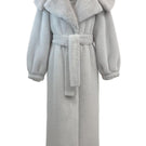 Gray faux fur coat from Fortini, featuring a plush texture and stylish design, perfect for cold weather wear.