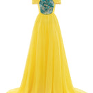 Elegant dragon sun-gown by Le Thanh Hoa, featuring intricate dragon designs and flowing fabric in a traditional gown style.