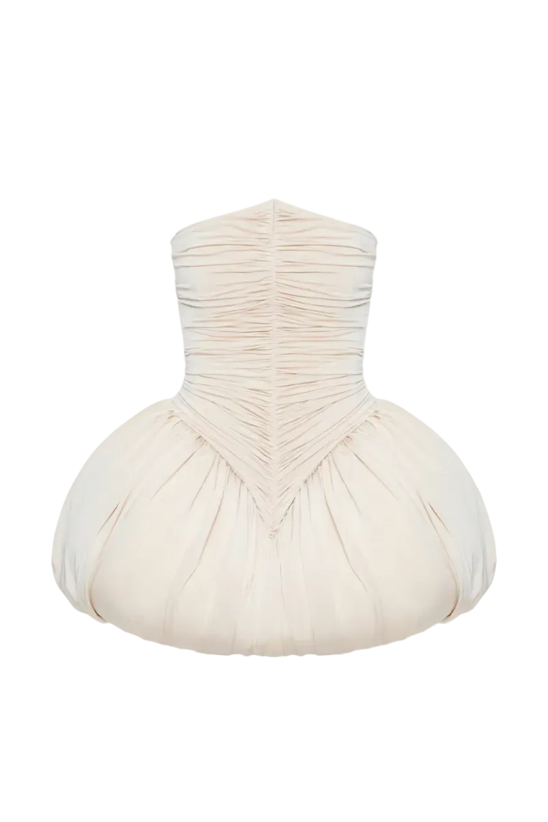 STRETCH MINI DRESS IN BEIGE