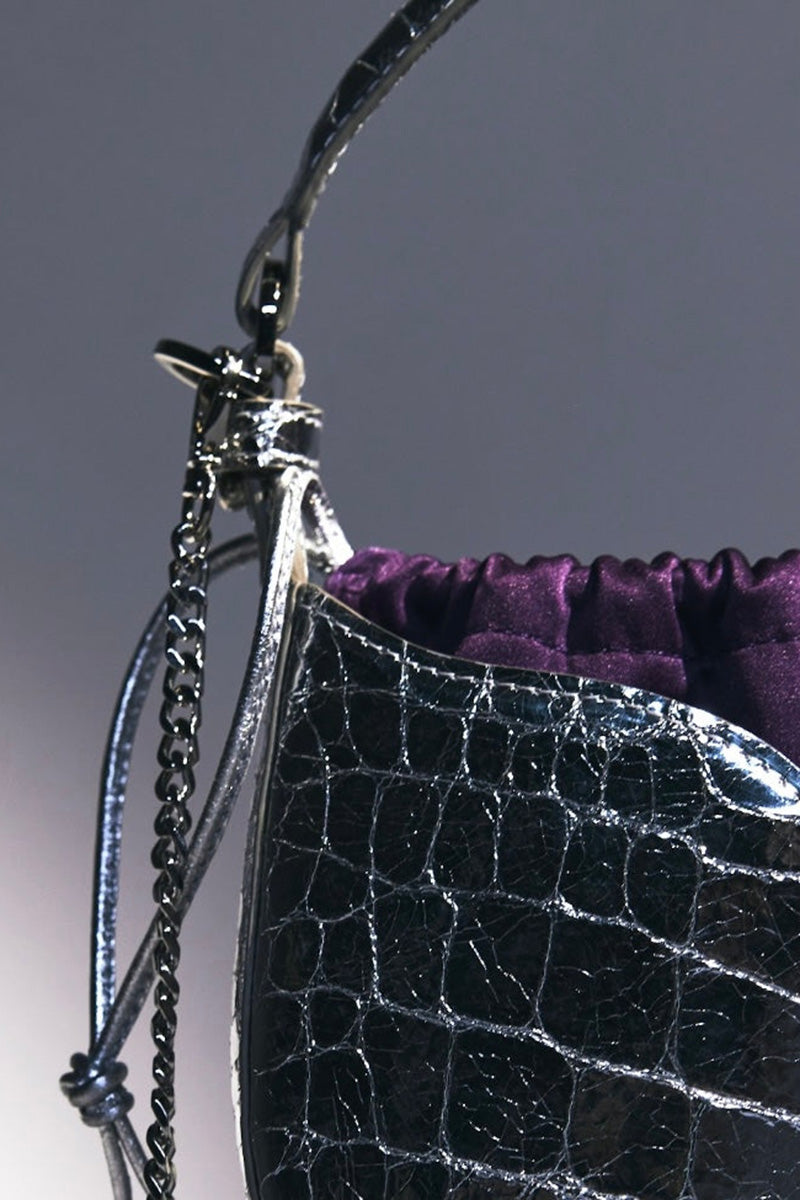 Silver Maria mini top handle bag by Vikele Studio with a sleek, compact design and elegant silver finish.