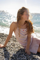 Pink Little Heart strap nightgown in soft fabric with delicate straps, designed for comfortable sleepwear from Not Just Pajama.
